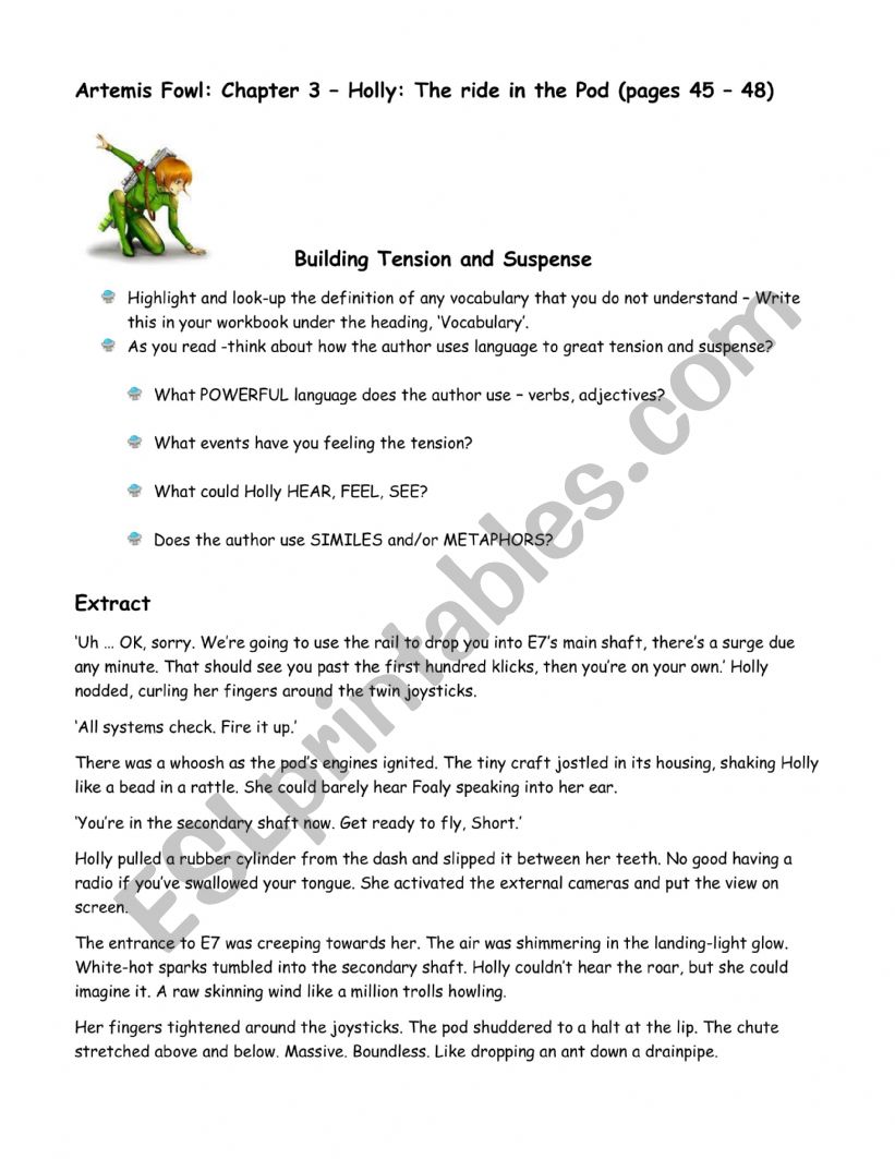 Artemis Fowl: Chapter 3  Holly: The ride in the Pod: Tension and Suspense