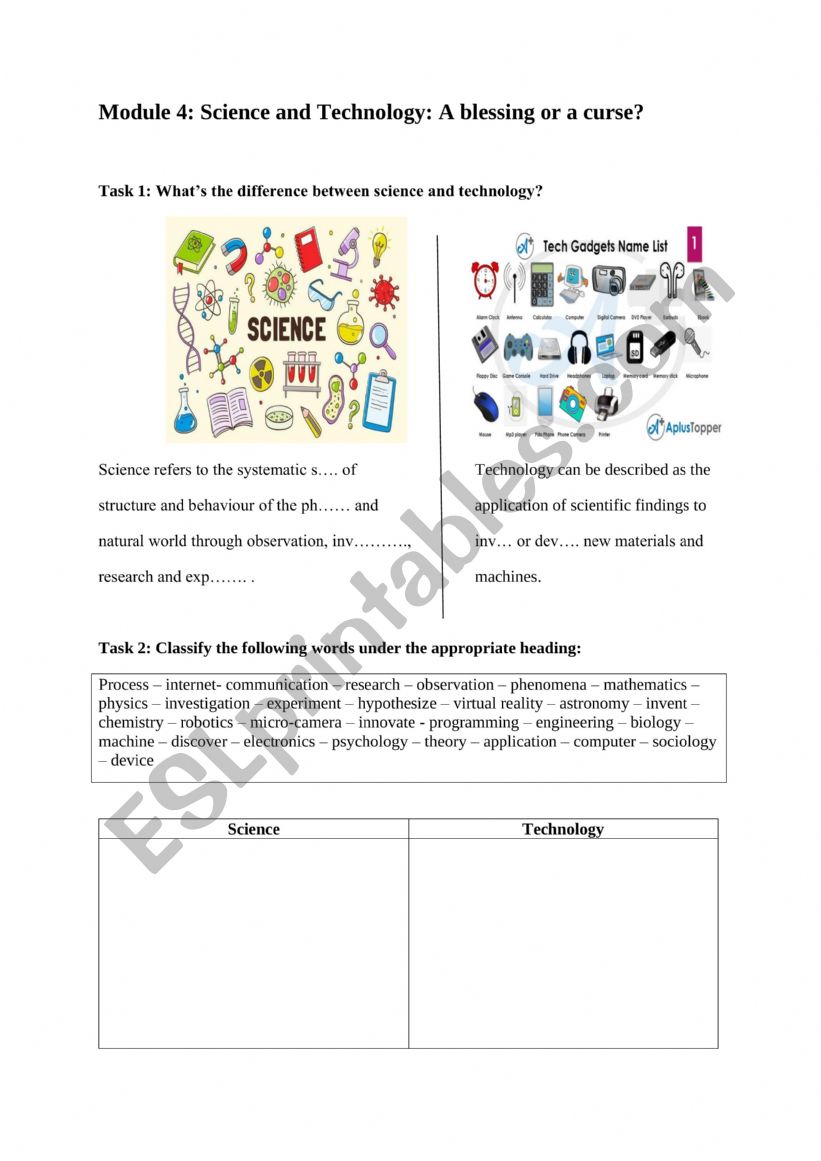 MODULE FOUR: SCIENCE AND TECHNOLOGY