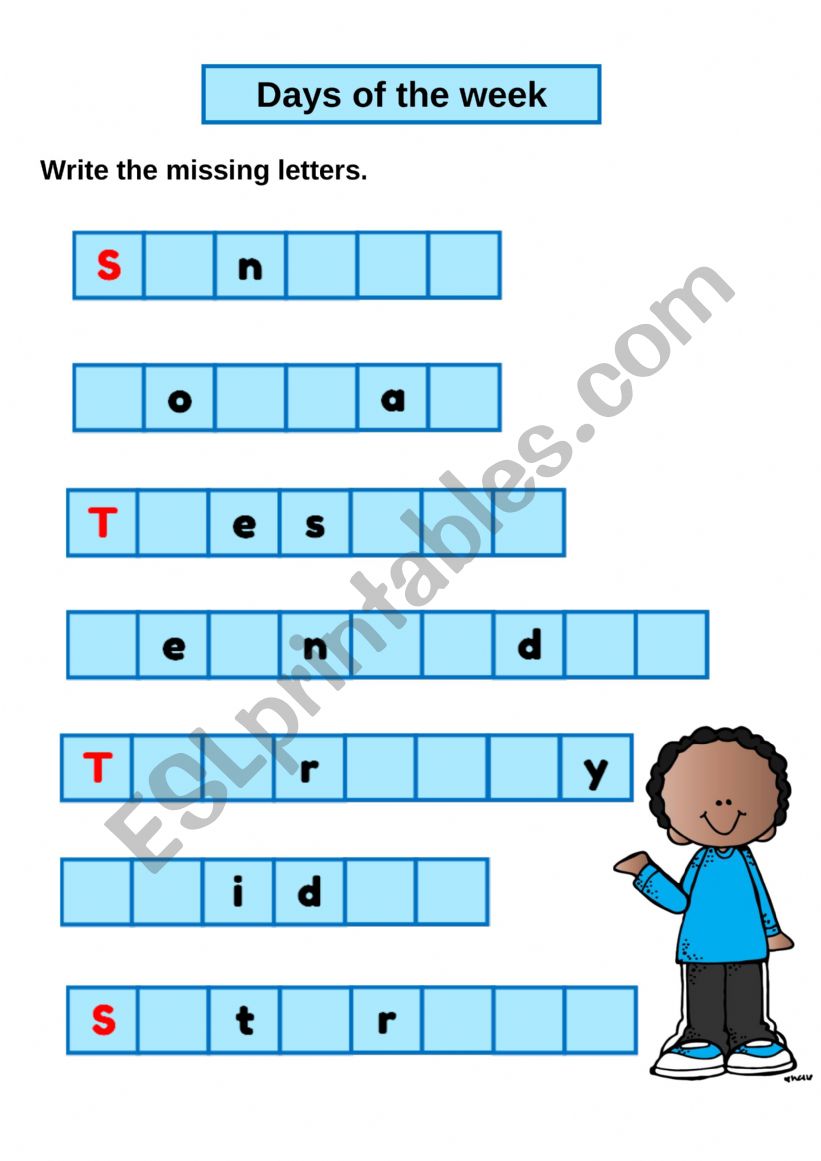 Days of the week worksheet