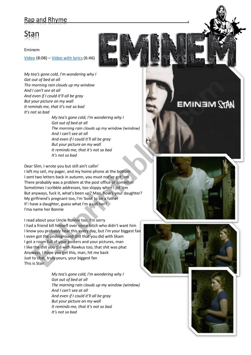 Eminem - Stan worksheet