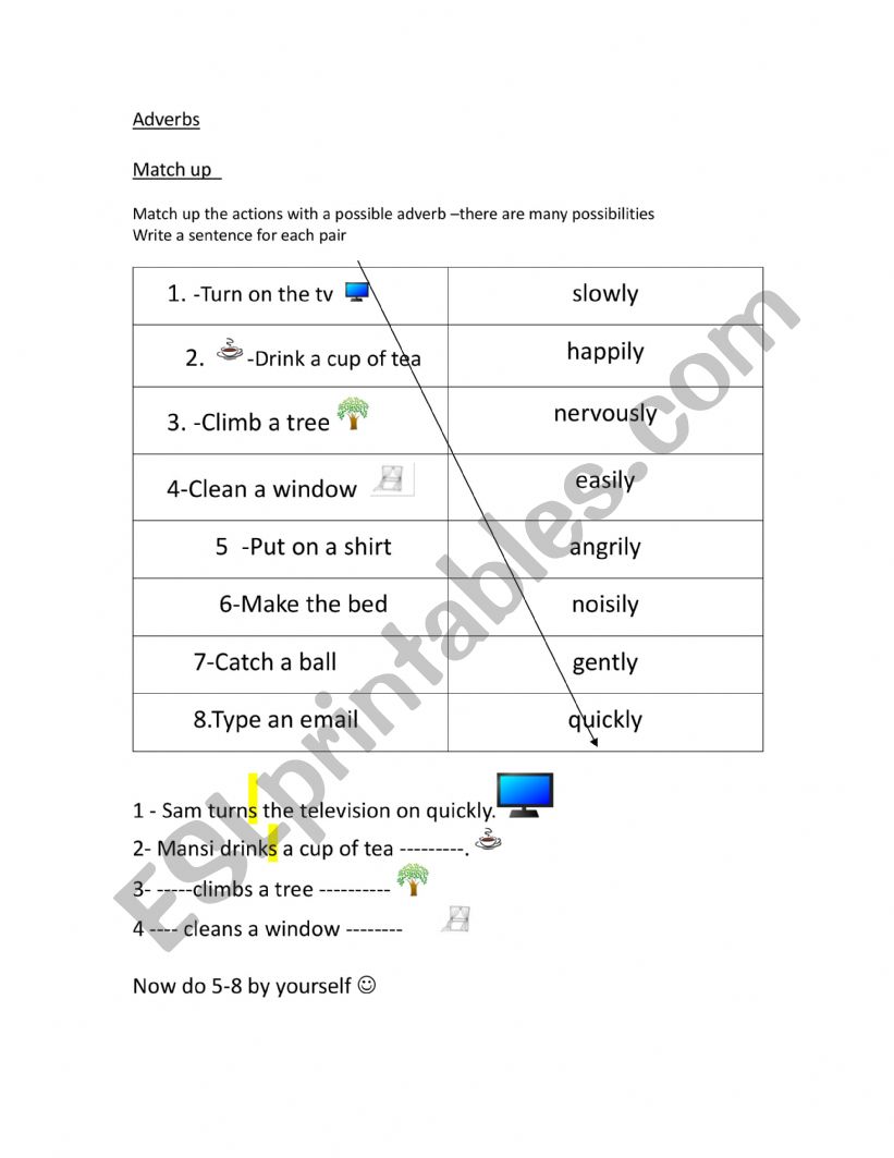 Using adverbs worksheet
