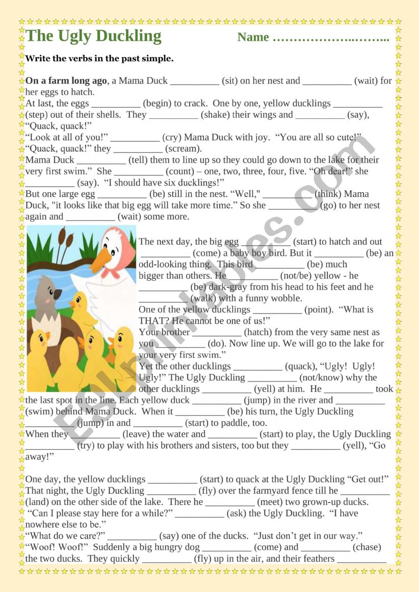 Past Simple THE UGLY DUCKLING worksheet
