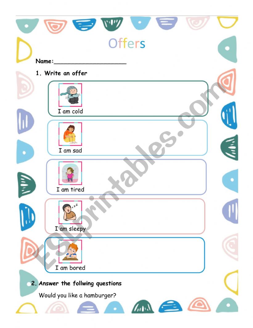 Offers worksheet