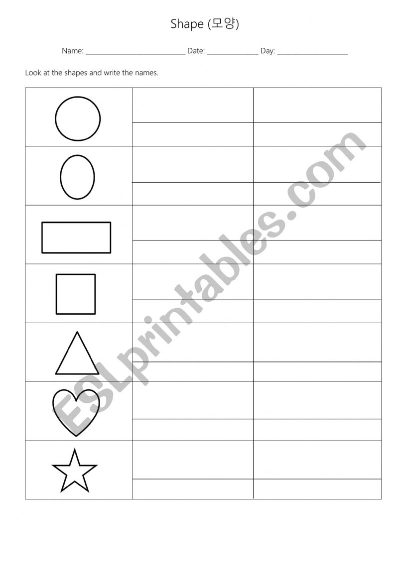 shape worksheet