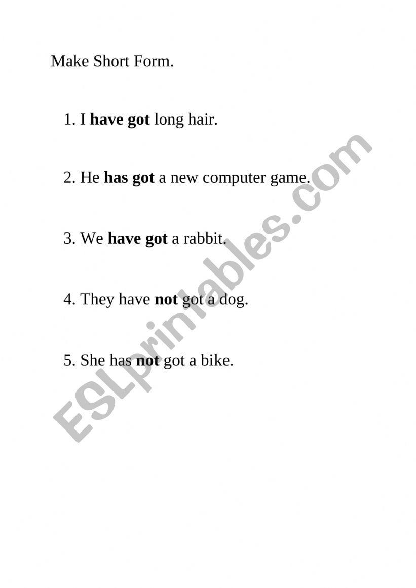 Short Form ESL Worksheet By May Moe short-form-esl-worksheet-by-may-moe