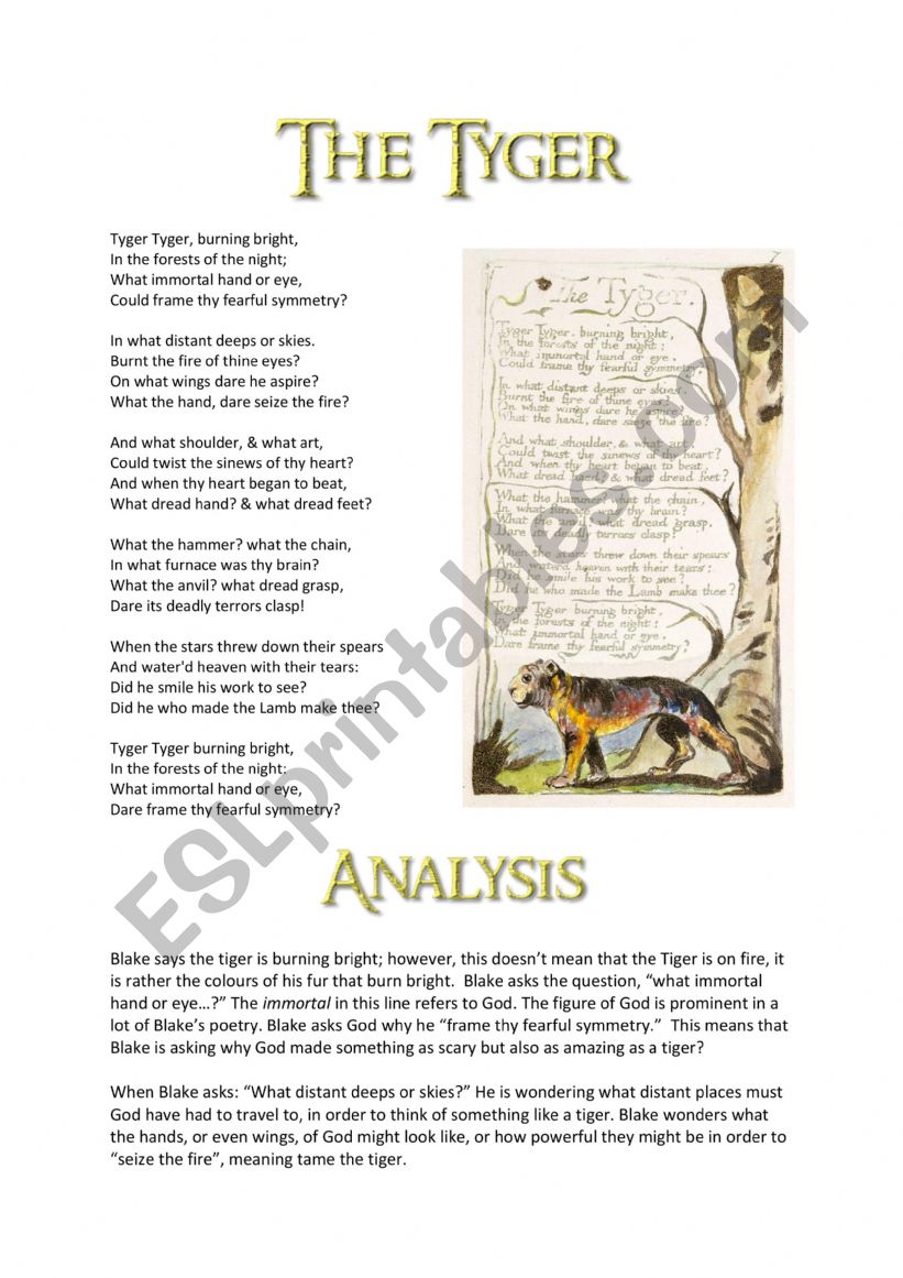 The Tyger by William Blake Reading and Analysis
