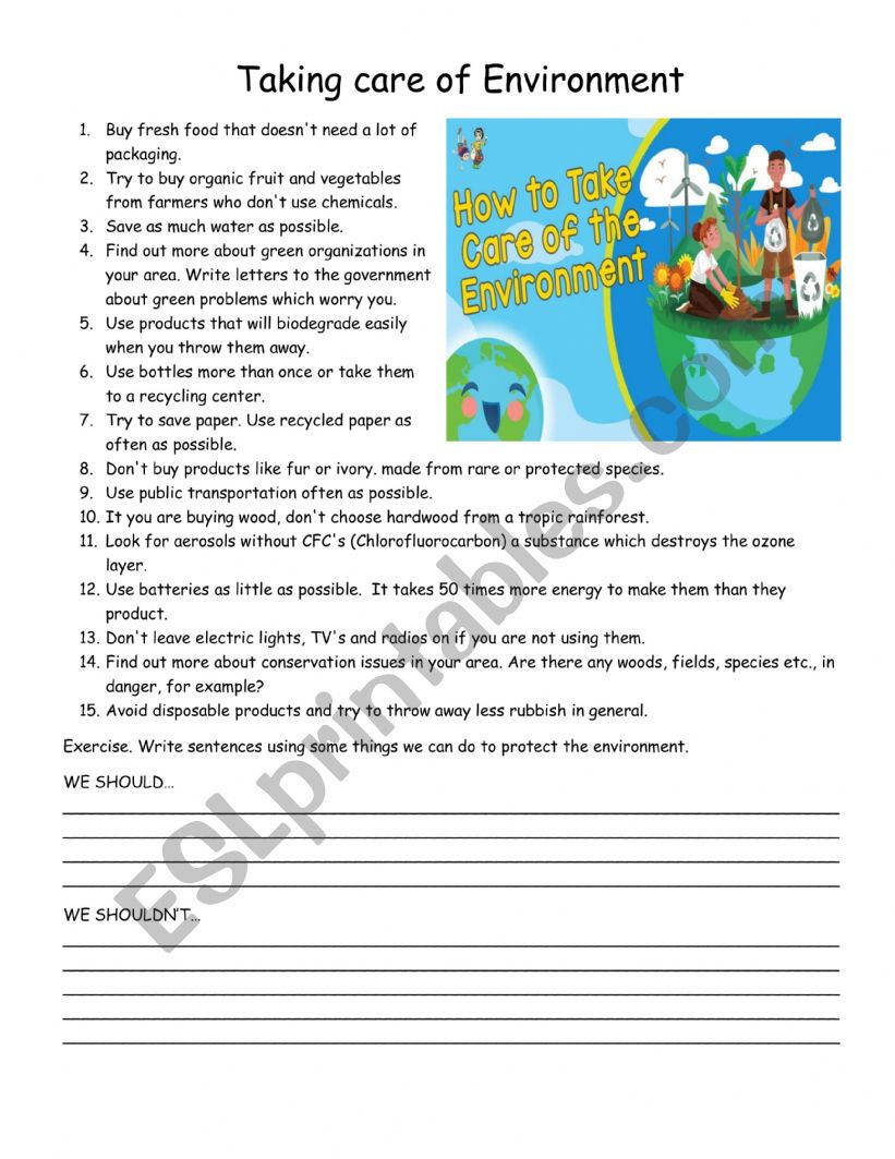 Going Green worksheet