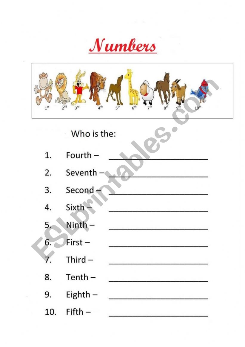 Numbers worksheet