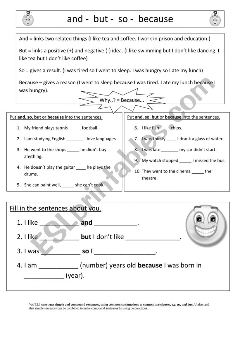 and-but-or-so Fun Activites worksheet