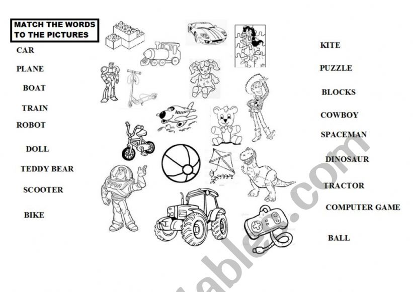Toys Cross words worksheet