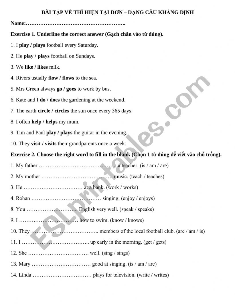 Revision worksheet