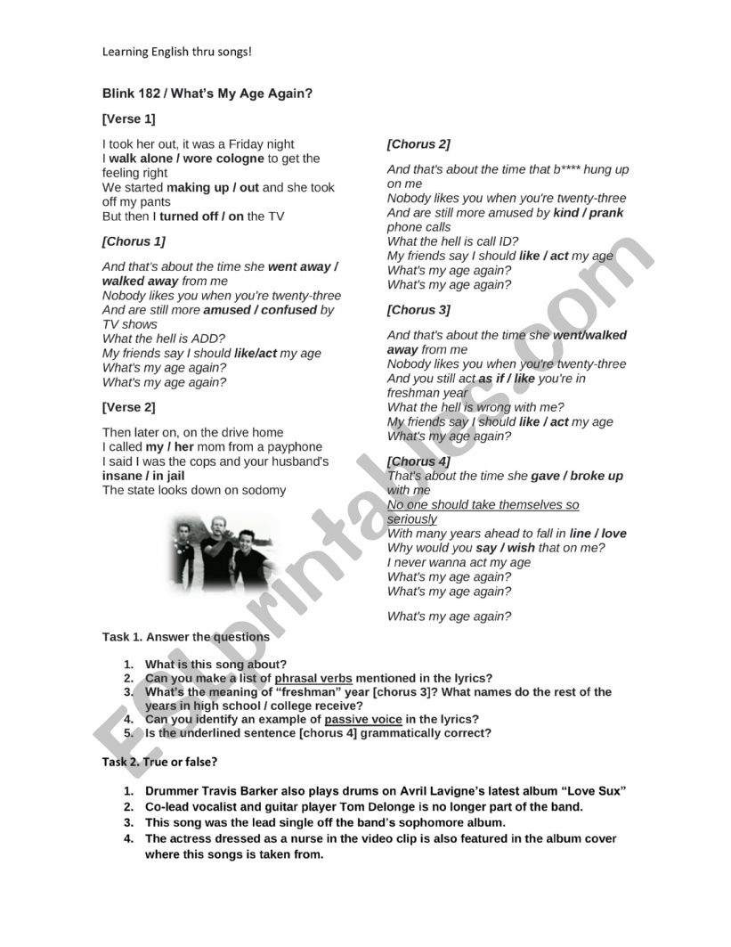 Blink 182 - WhatÂ´s My Age Again?