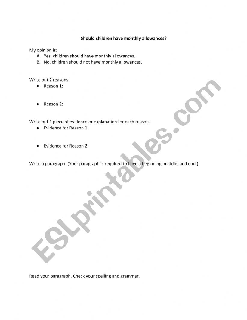 Writing argumentative essay practice