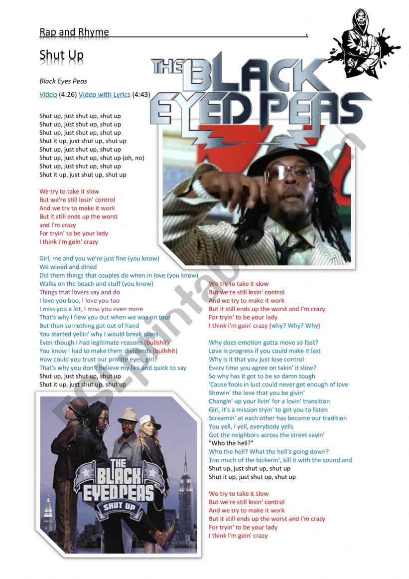 Rap - Black Eyed Peas - Shut Up