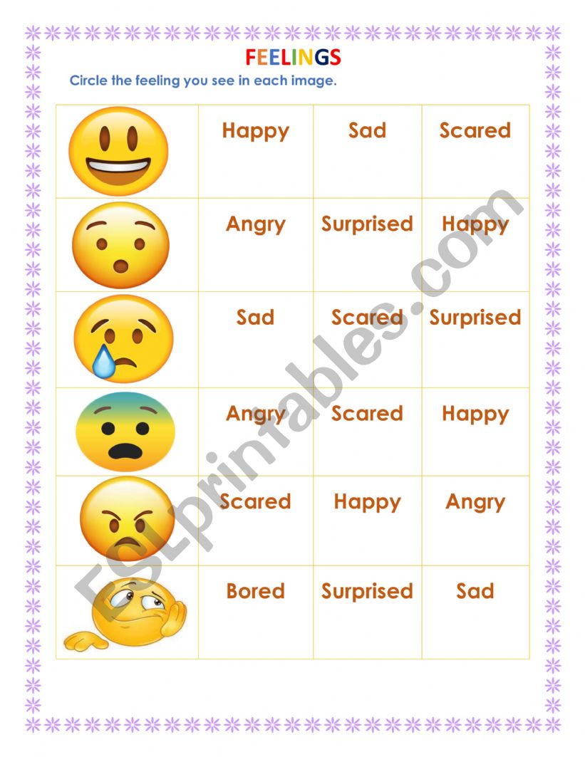 FEELINGS worksheet