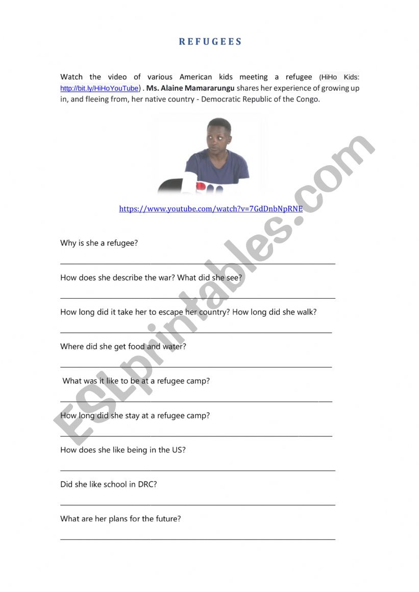 ESL for refugees worksheets