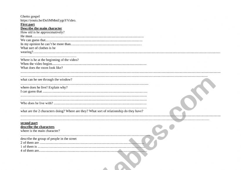  Tupac Ghetto Gospel worksheet