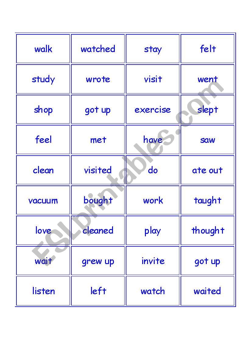 DOMINO FOR SIMPLE PAST worksheet