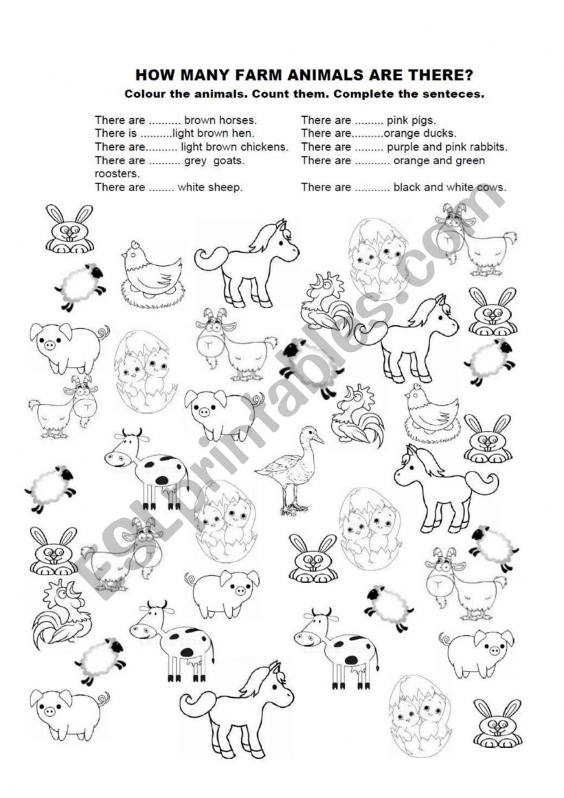 How many farm animals worksheet