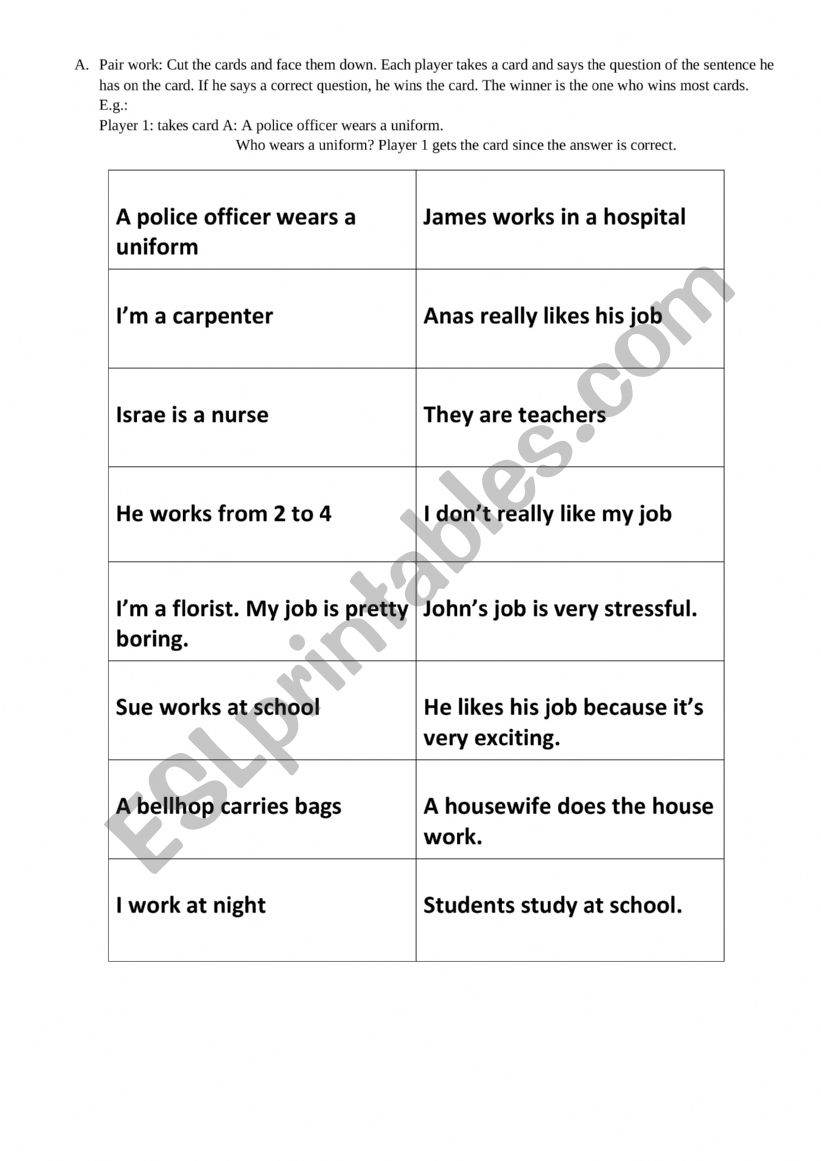 Say the question worksheet