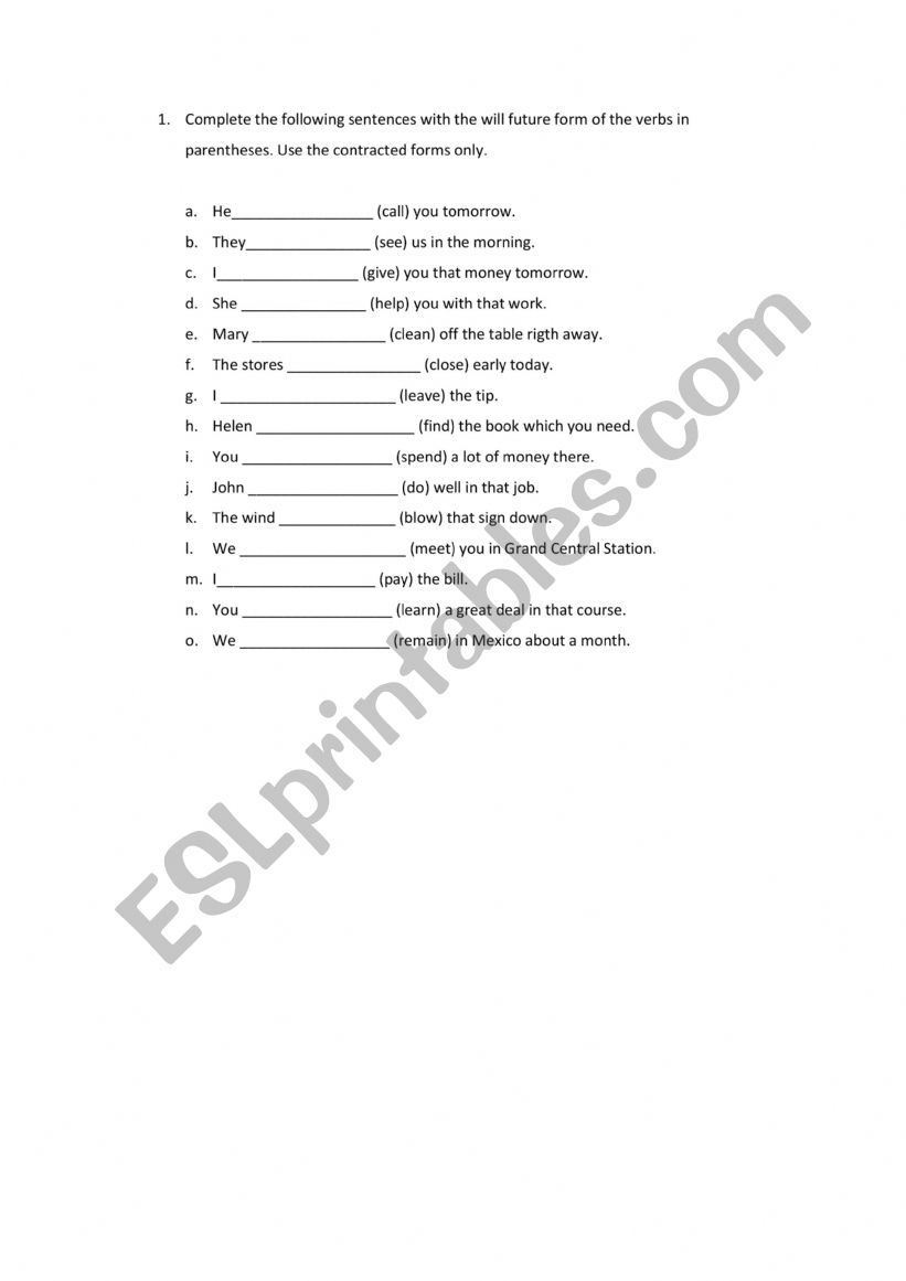 Simple Future worksheet