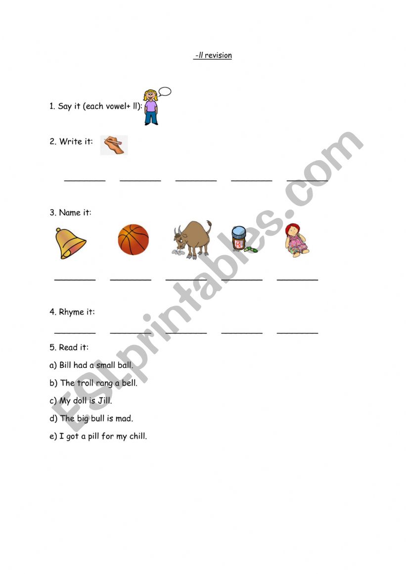 Reading & spelling words ending in ll