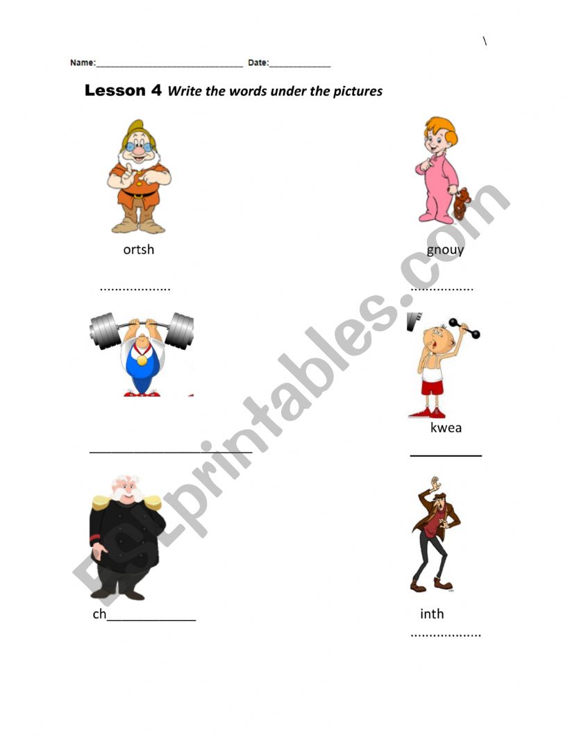 Describing physical features worksheet