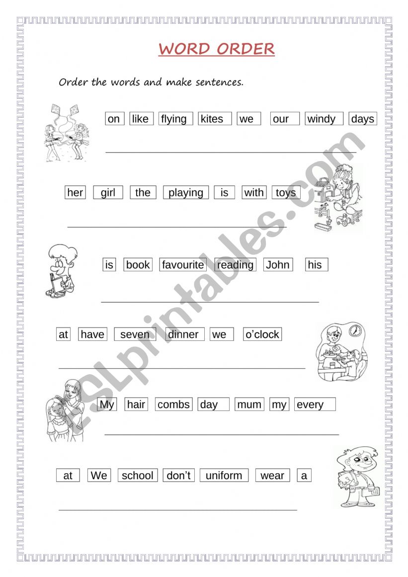 pRACTICE wORD oRDER  worksheet