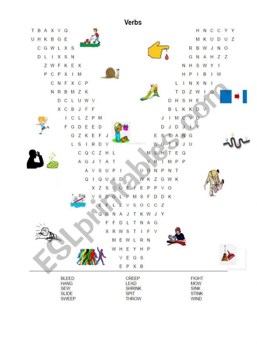 Soup Letter Verbs worksheet