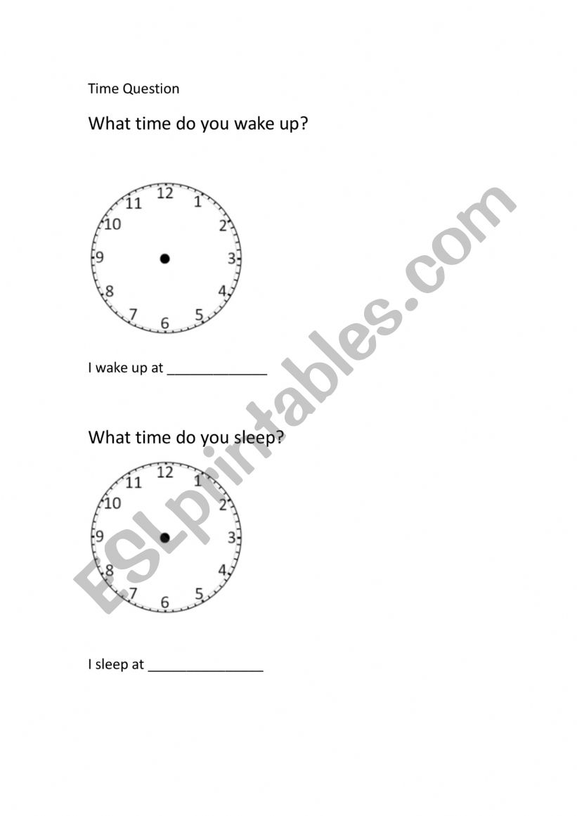 Time Question worksheet