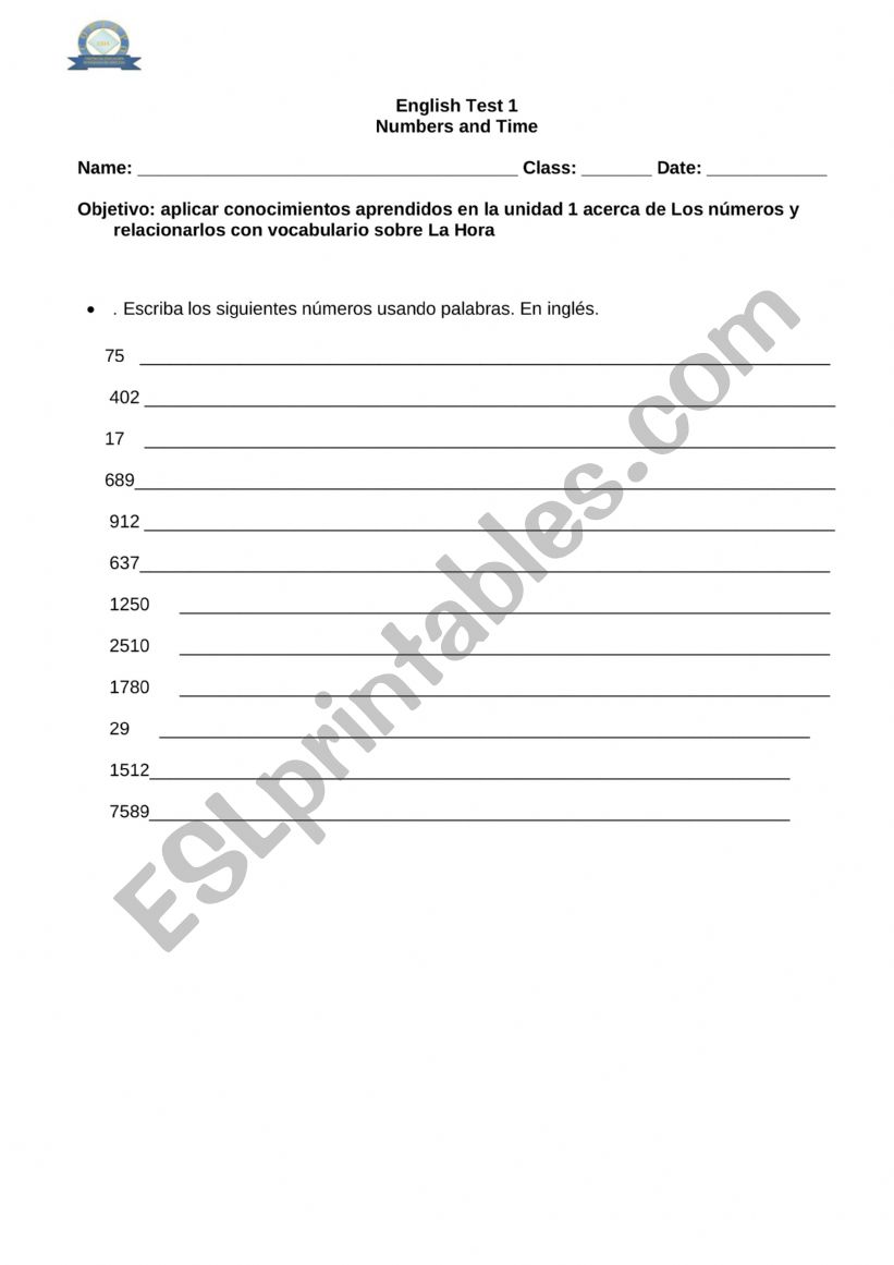 Numbers And Date worksheet