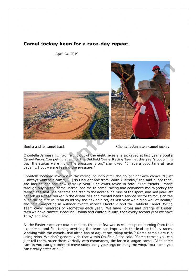 Interview with an Australian camel jockey