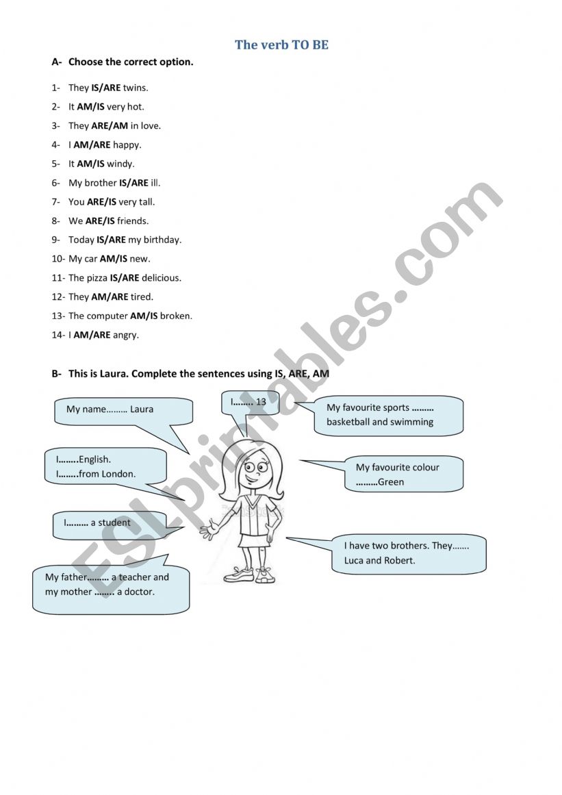 The verb TO BE worksheet