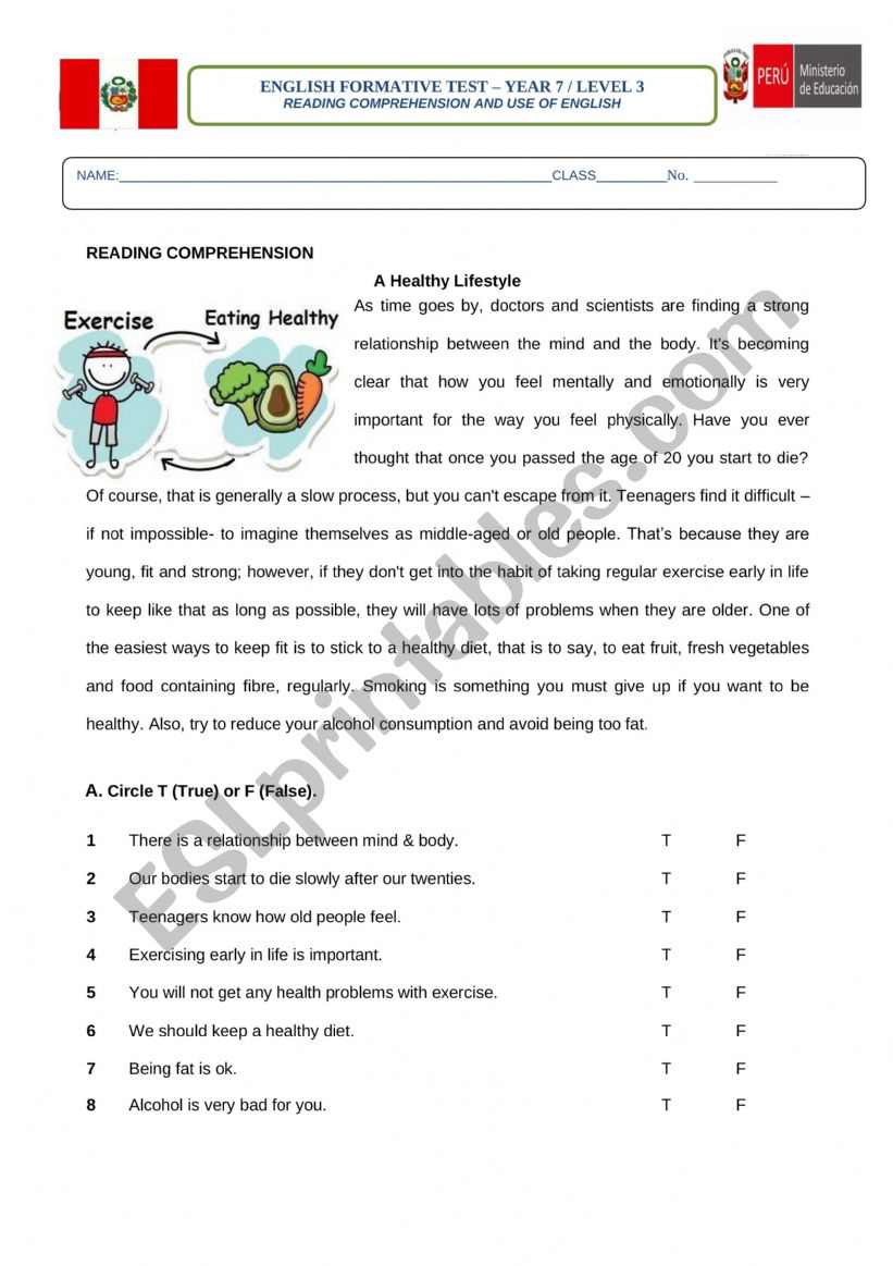 test questions words worksheet