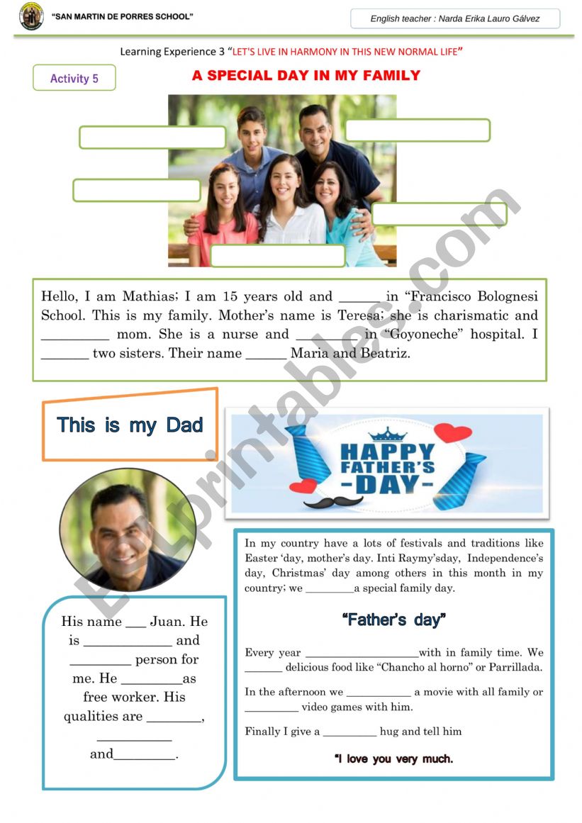 A special father�s day worksheet