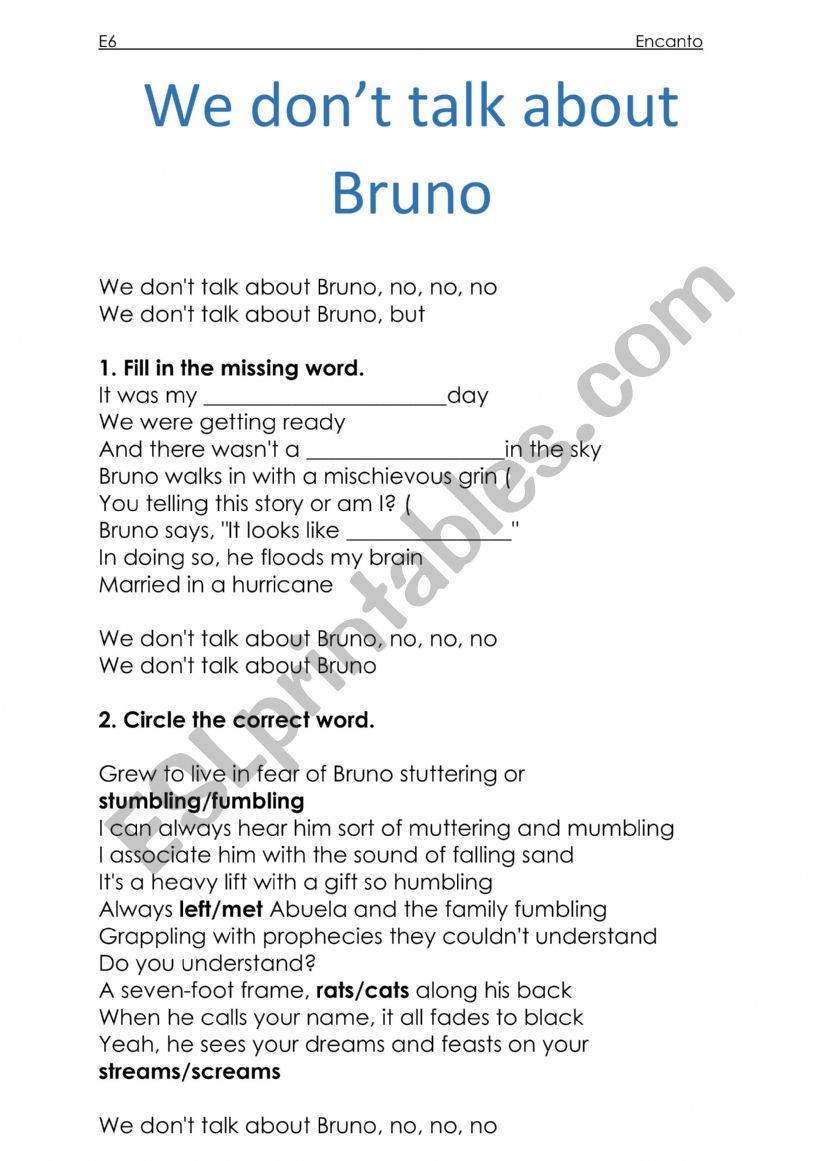 Encanto We don�t talk about Bruno