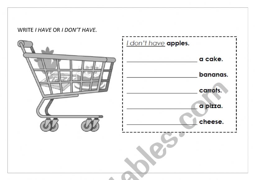 HAVE - DON�T HAVE FOOD worksheet
