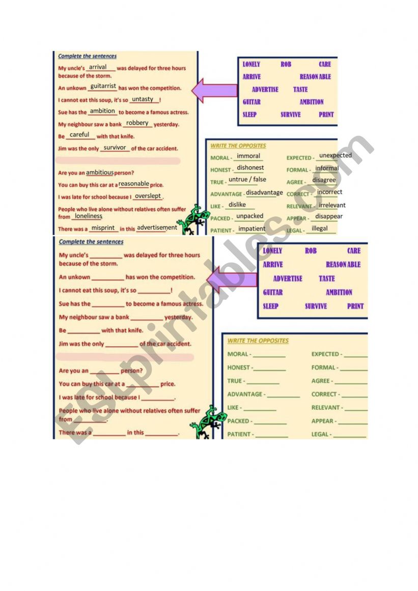 Word formation worksheet