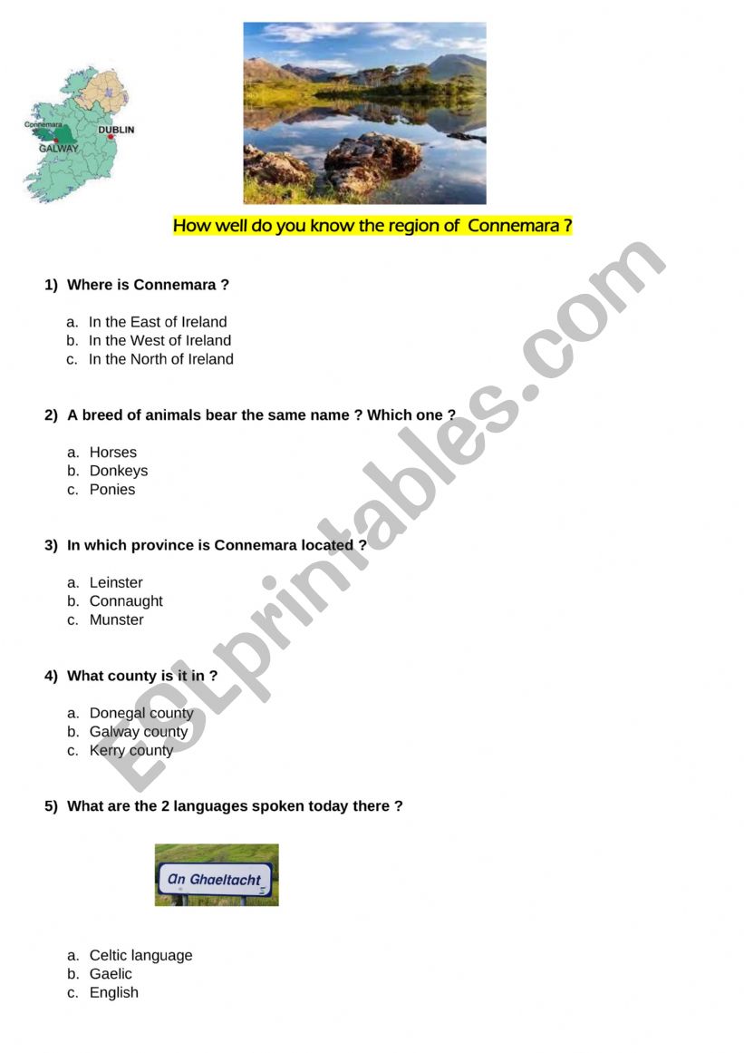 CONNEMARA QUZ worksheet