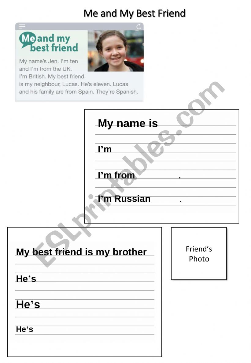 Me and My Best Friend worksheet