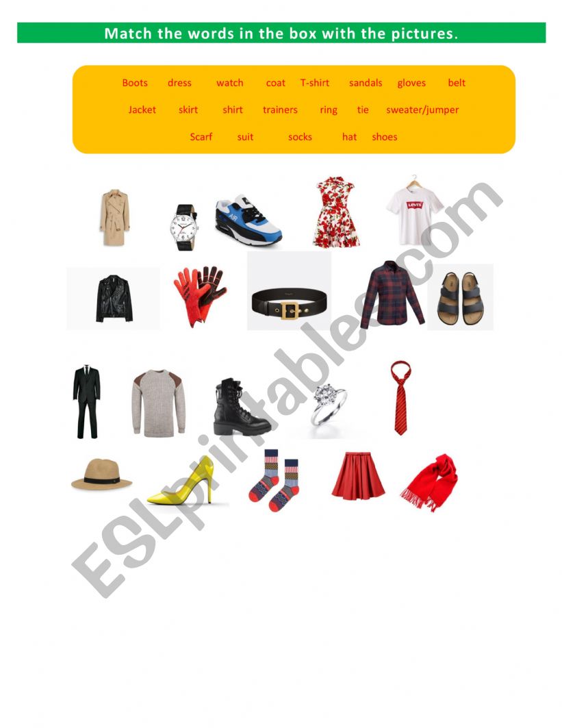 clothes worksheet