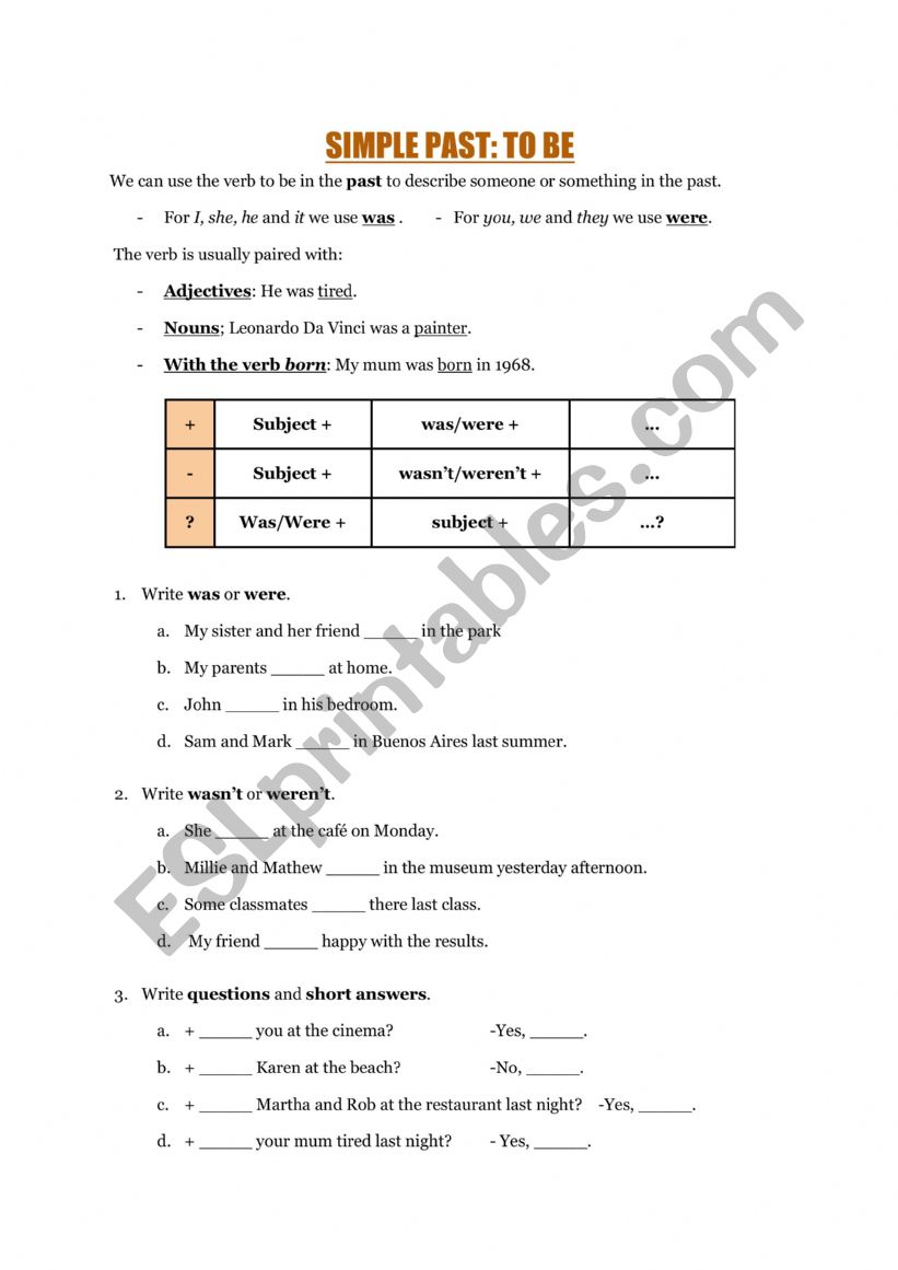 Simple Past and Past continuous review