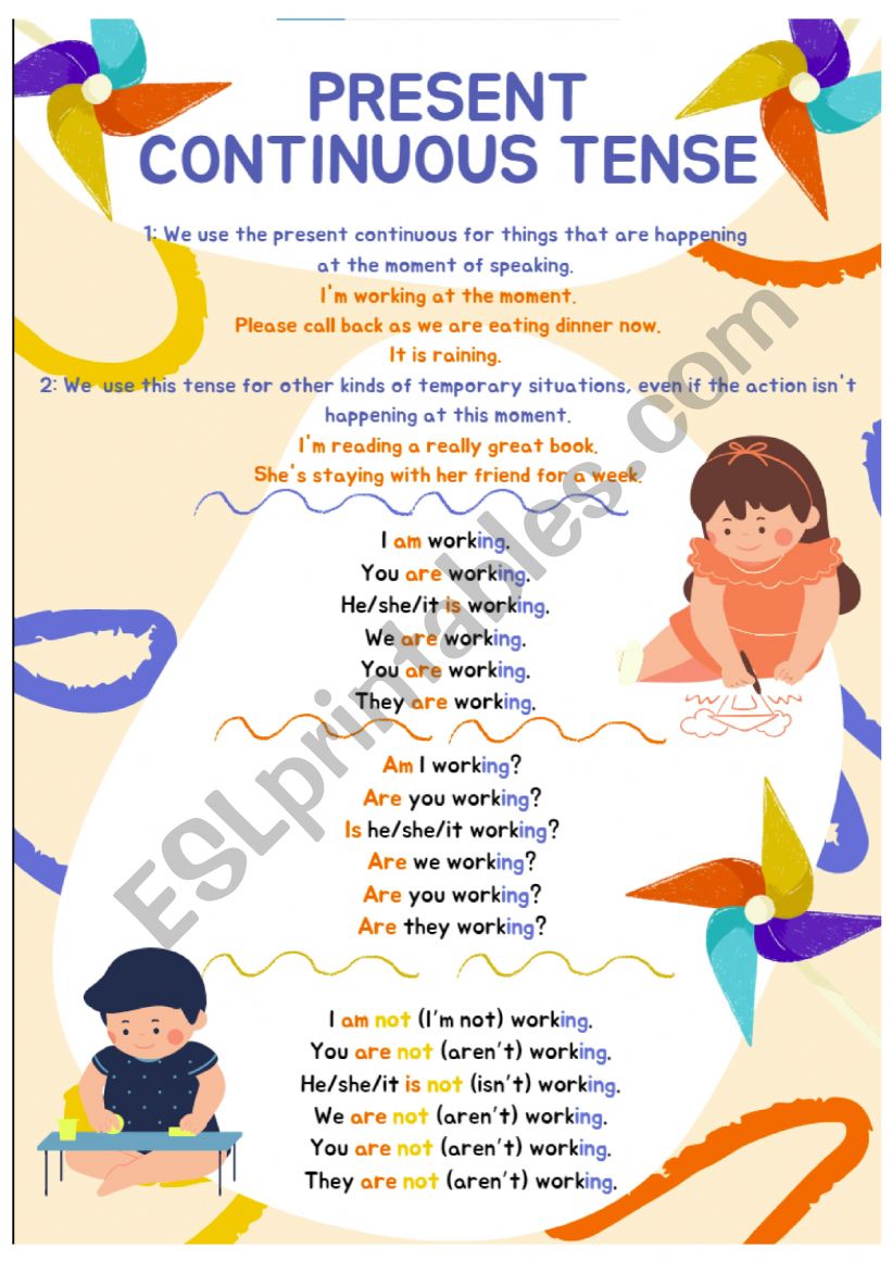 Present Continuous (Poster) worksheet