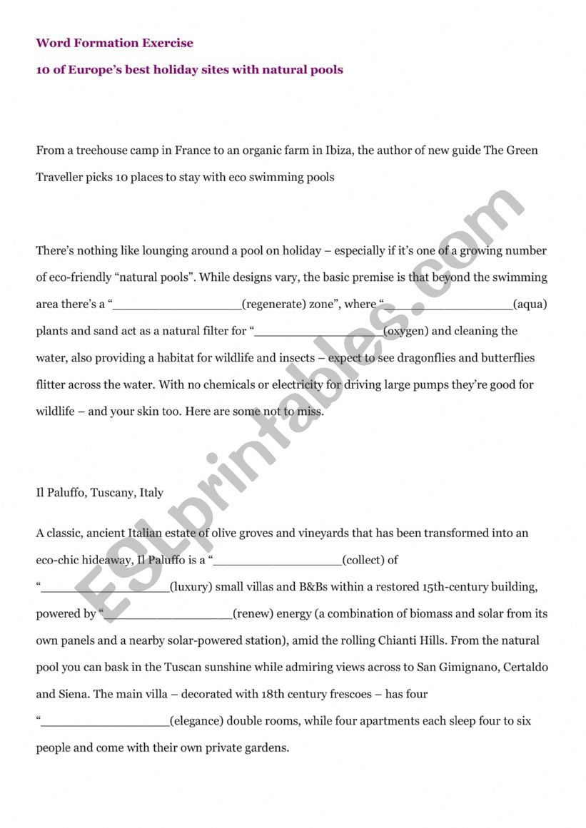 Word Formation worksheet