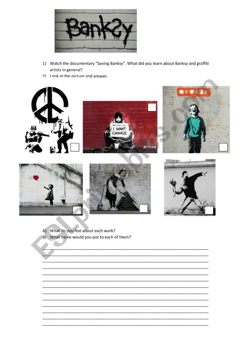 Wall Artists worksheet