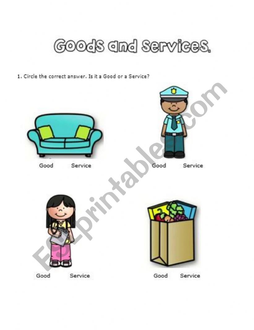 GOODS AND SERVICES worksheet