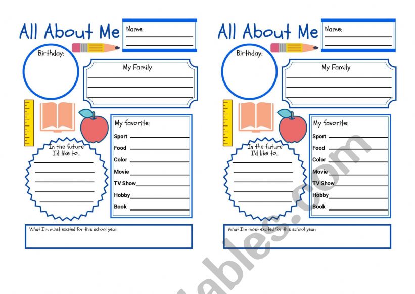 All about me worksheet