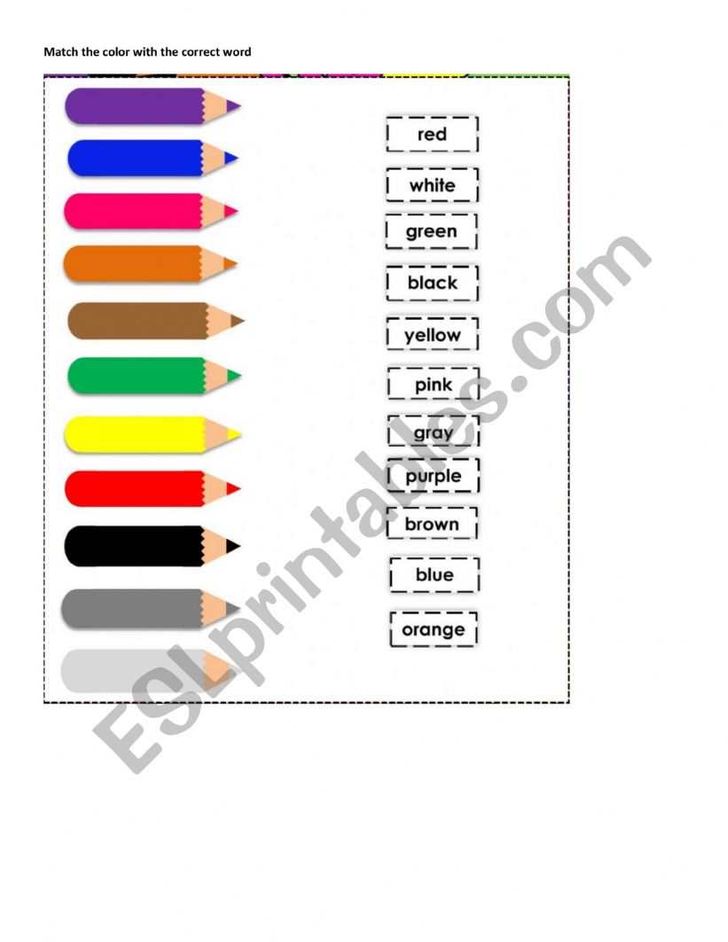 Colours worksheet