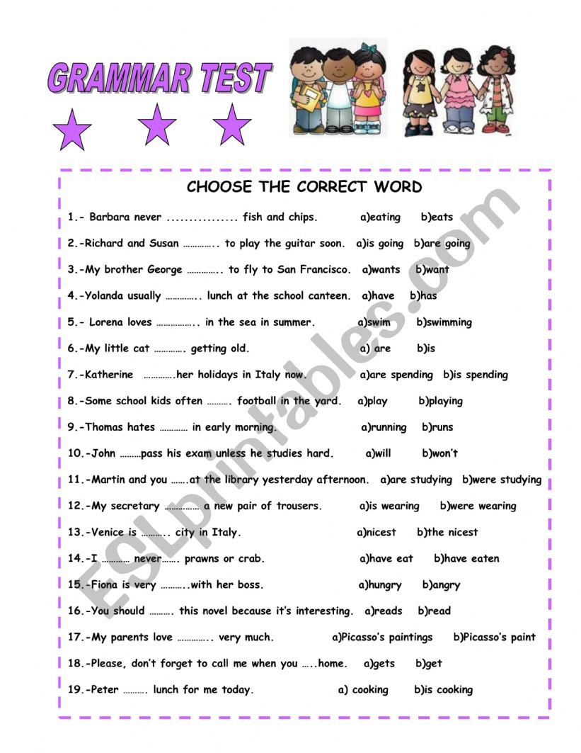 GRAMMAR TEST worksheet