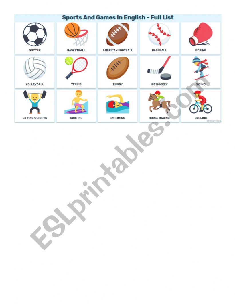 Sports Vocabulary worksheet
